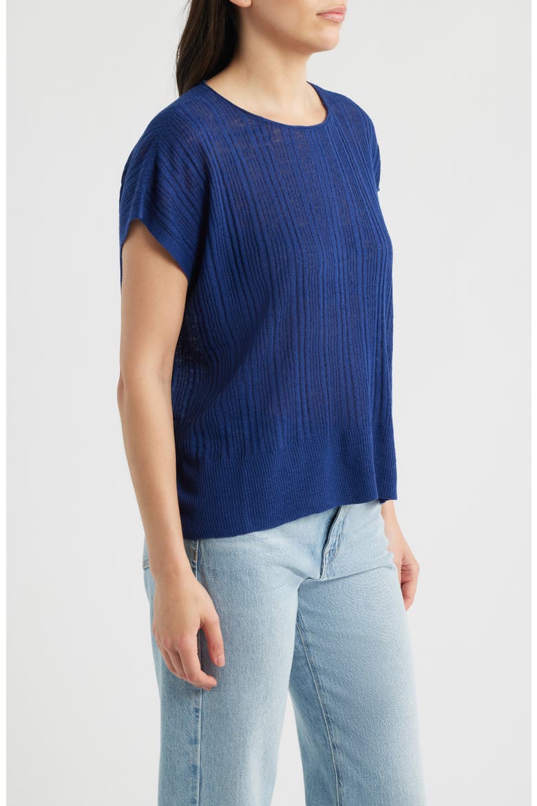 Variegated Rib Organic Cotton & Organic Linen Sweater, Alternate, color, DEEP DIVE
