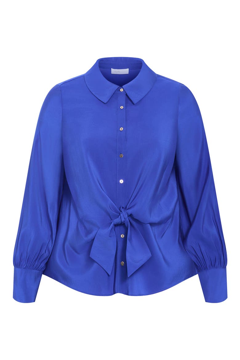 Isabella Tie Front Shirt, Alternate, color, OCEAN BLUE