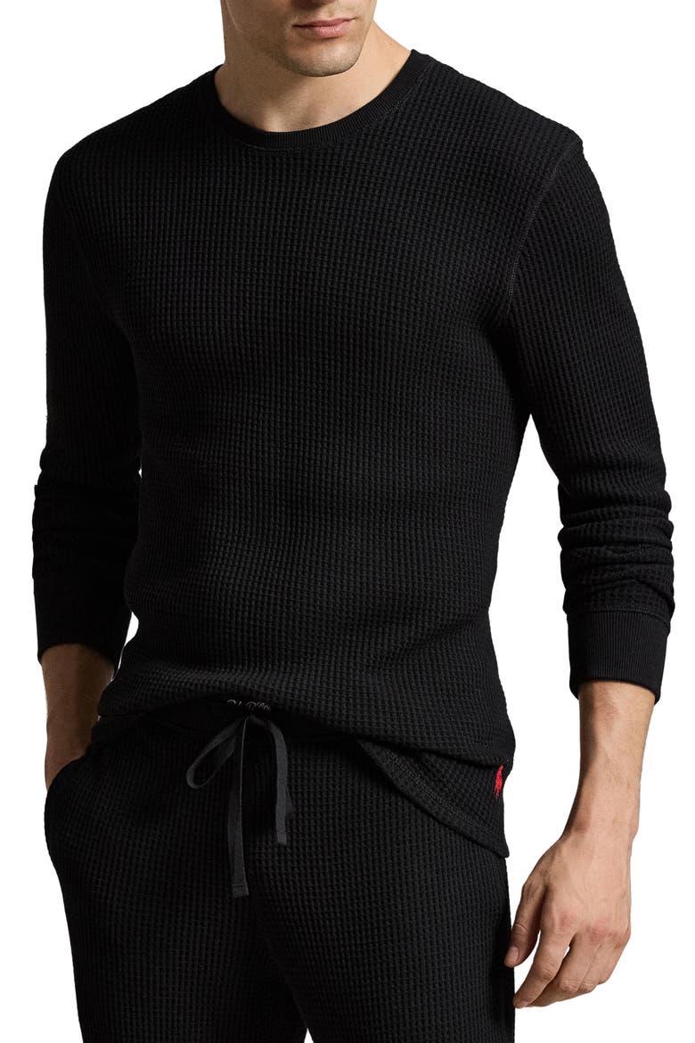 Premium Thermal Long Sleeve Pajama T-Shirt, Main, color, POLO BLACK
