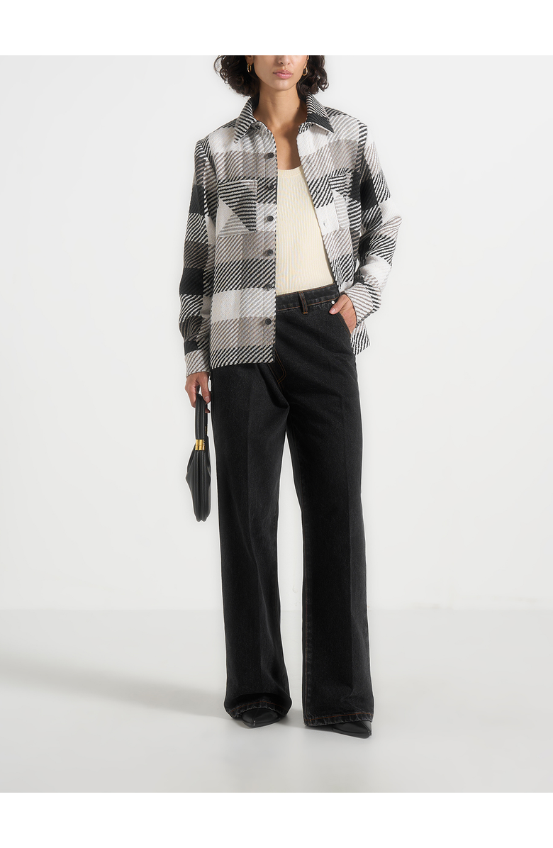 Manière De Voir Rune Unisex Check Overshirt, Alternate, color, Black