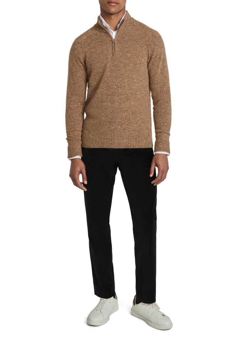 Canora Lambswool Blend Half Zip Pullover, Alternate, color, CAMEL