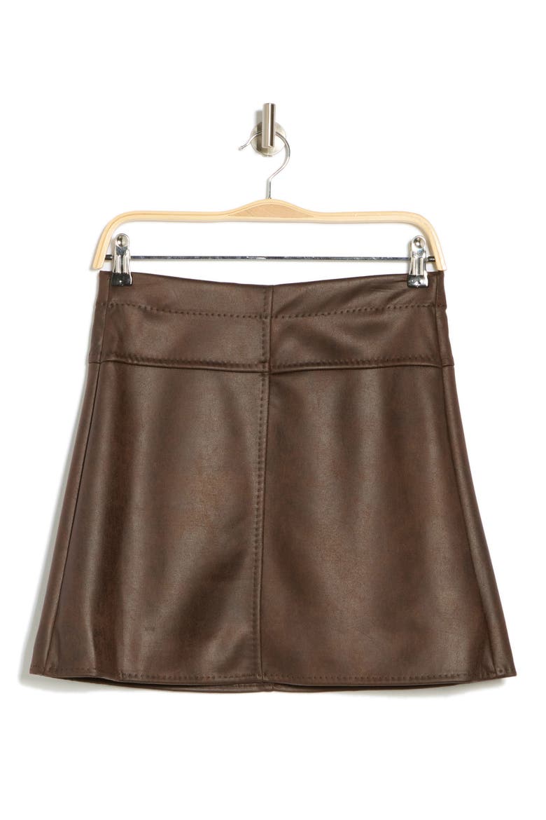 Faux Leather Miniskirt, Alternate, color, DK BRN/ CRKLE BROWN