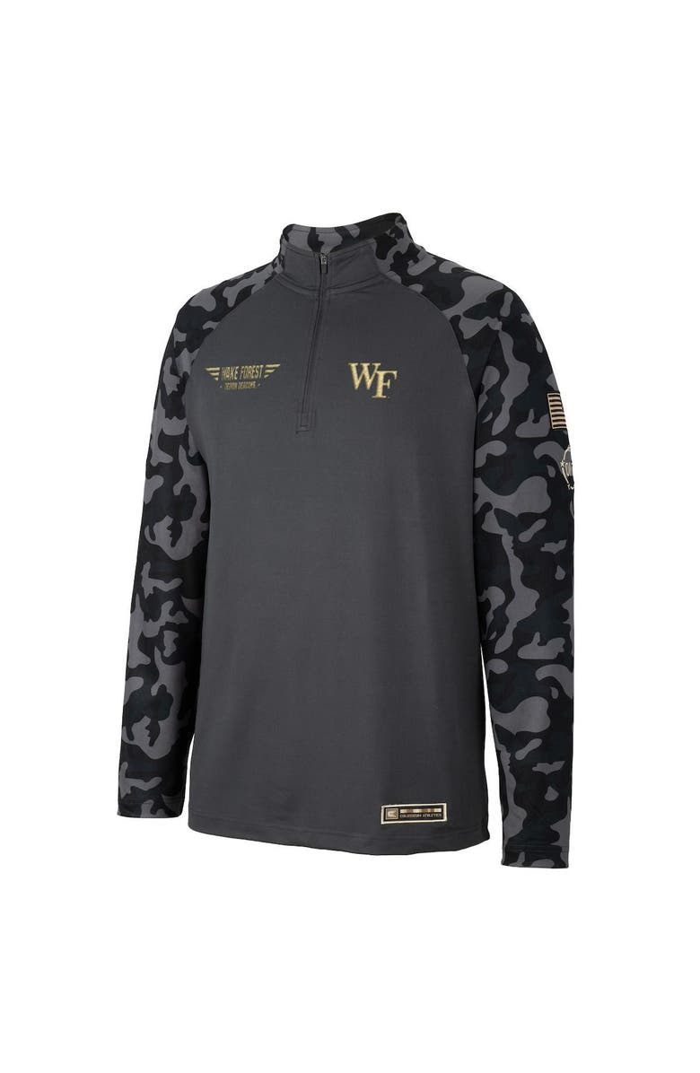 COLOSSEUM Men's Colosseum Charcoal Wake Forest Demon Deacons OHT Military Appreciation Long Range Raglan Quarter-Zip Jacket, Alternate, color,