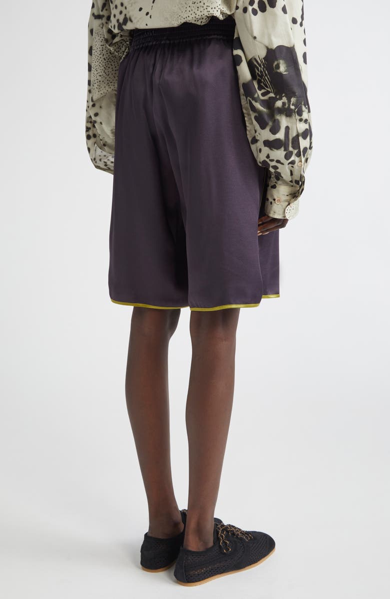 Dries Van Noten Priya Contrast Trim Satin Shorts, Alternate, color, Dark Purple