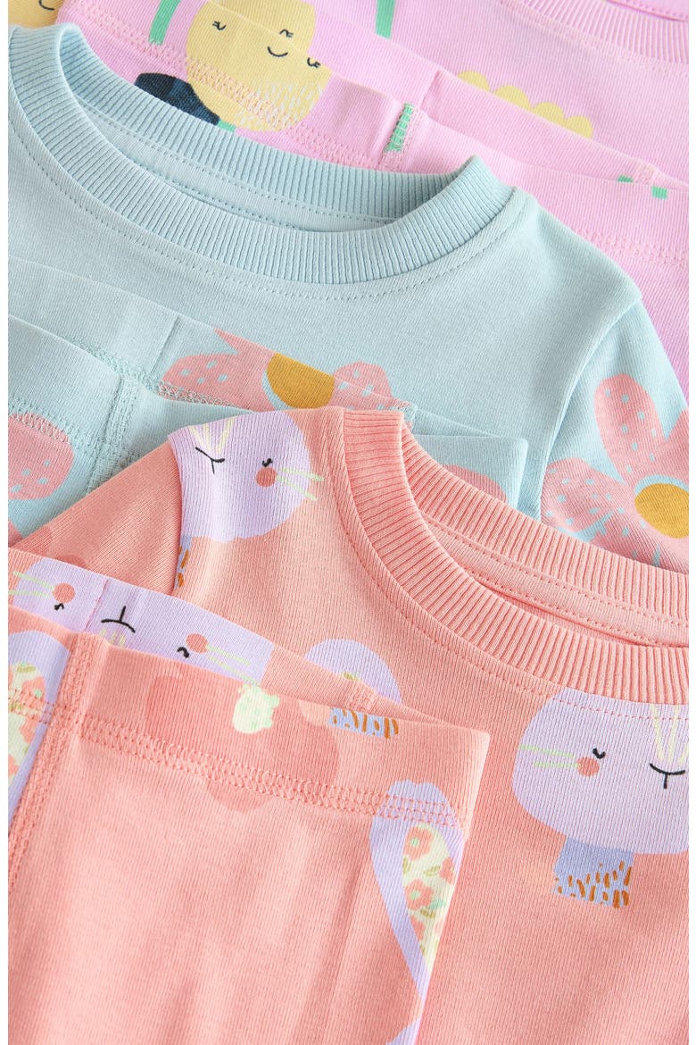 3-Pack Assorted Bunny Fitted Two-Piece Stretch Cotton Pajamas, Alternate, color, ORANGE