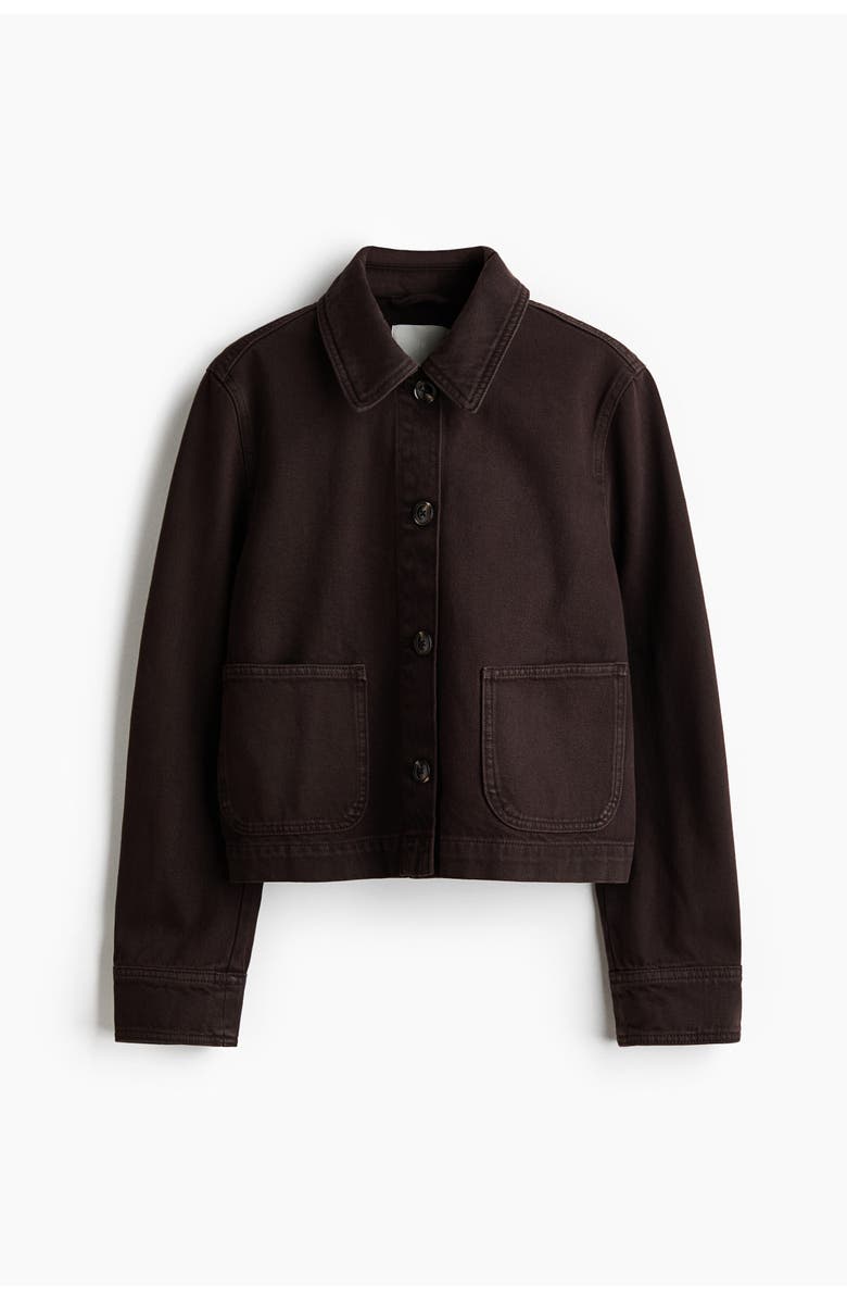 H&M Cotton Twill Shacket, Main, color, Dark Brown