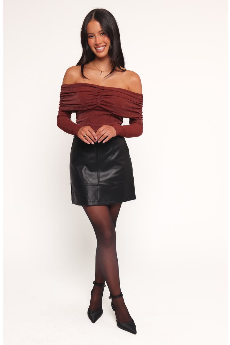 Raya Metallic Off the Shoulder Top, Alternate, color, MERLOT