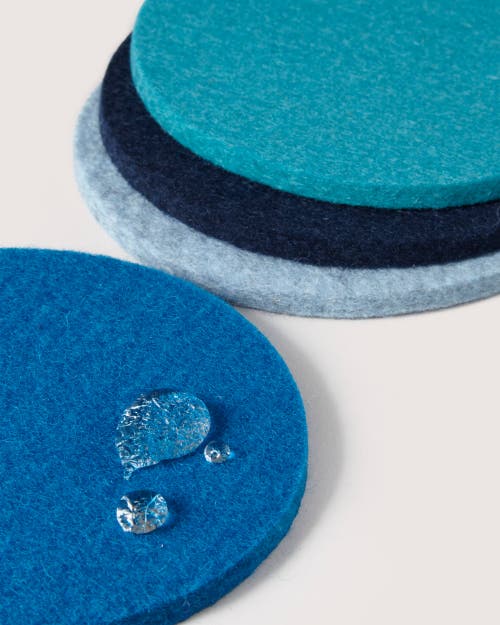 Graf & Lantz Graf Lantz Bierfilzl Merino Wool Round Coaster Solid 4 Pack In Ocean