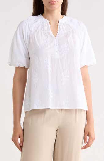 Embroidered Puff Sleeve Top