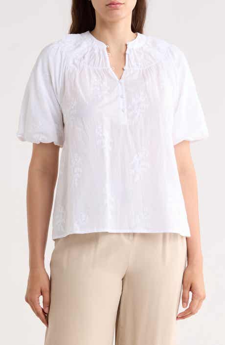 Embroidered Puff Sleeve Top
