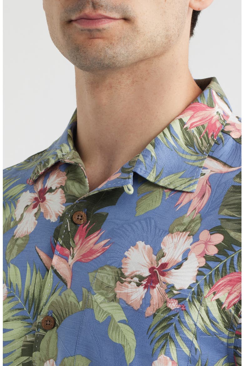 Flora Festival Silk Camp Shirt, Alternate, color, PEACHY SWEET