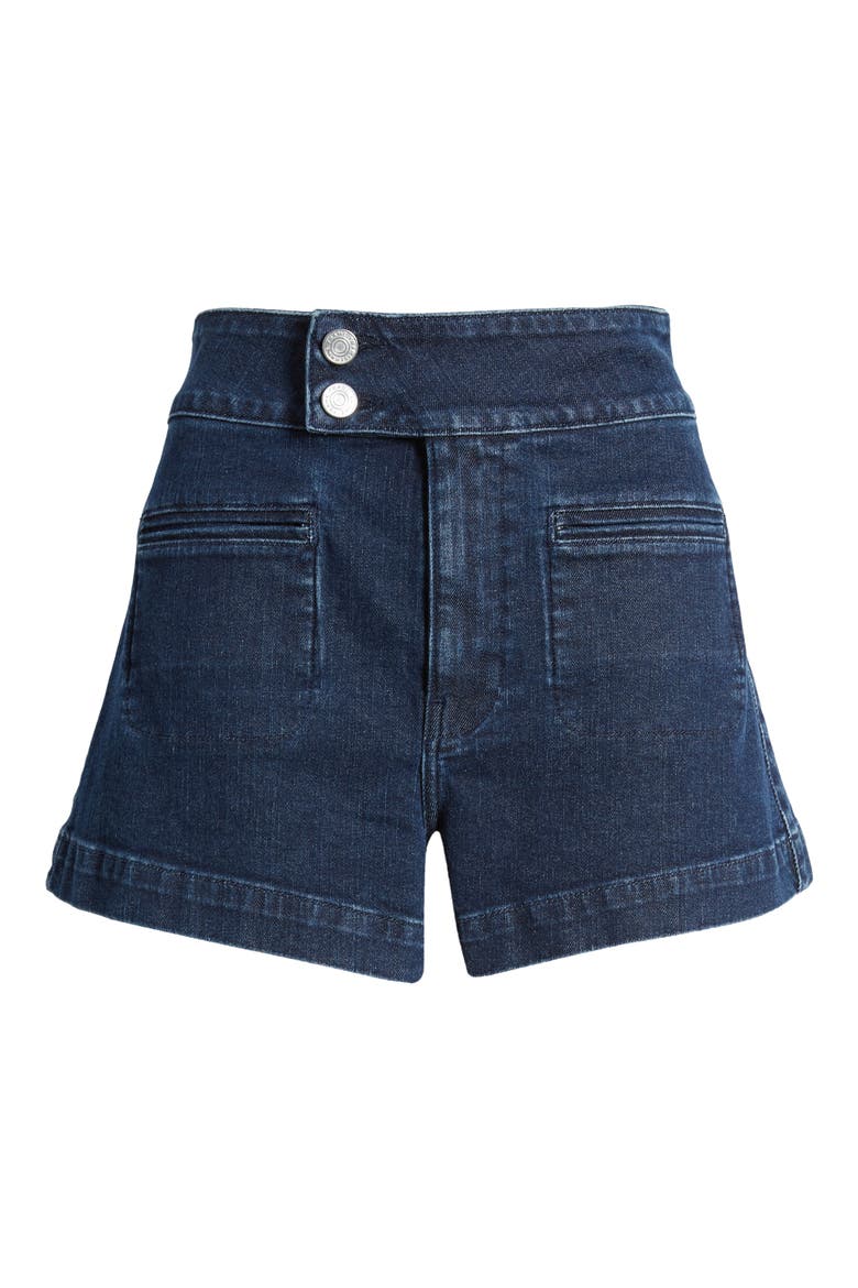 Le Hardy Welt Pocket High Waist Denim Shorts, Alternate, color, NAPOLI