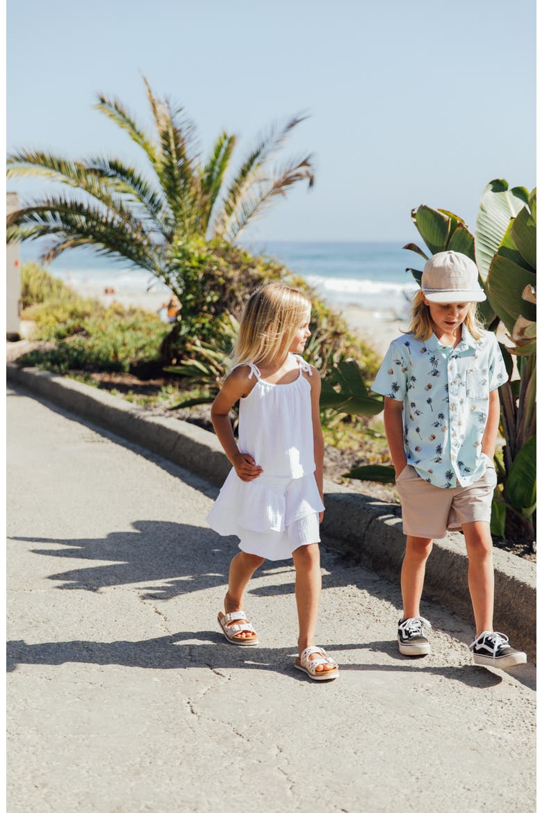 Kids' Coconut Print Short Sleeve Button-Up Shirt, Alternate, color, SURF SPRAY