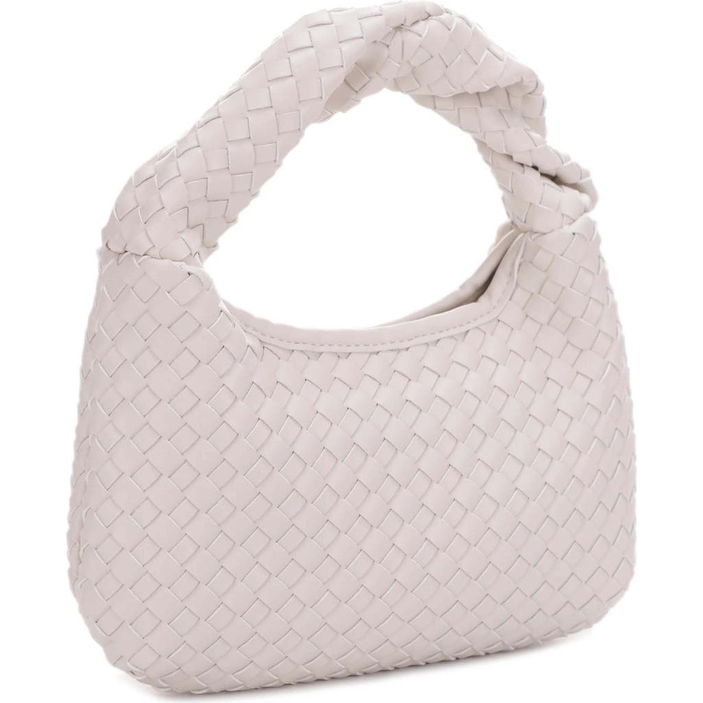 Emperia Libby Diamond Weave Twist Handle Shoulder Bag In Bone