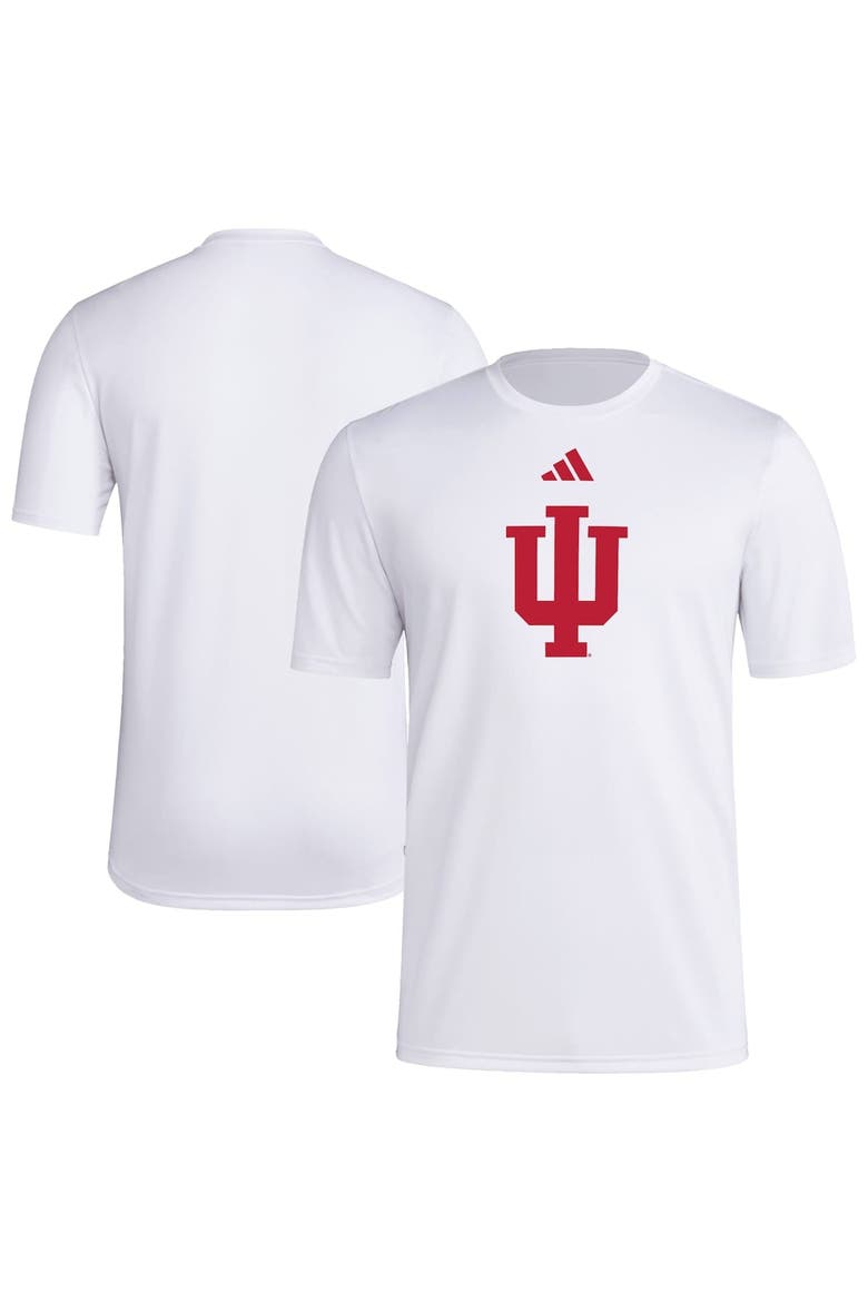 Men's adidas White Indiana Hoosiers Primary Locker Logo Pre-Game AEROREADY T-Shirt, Main, color, White