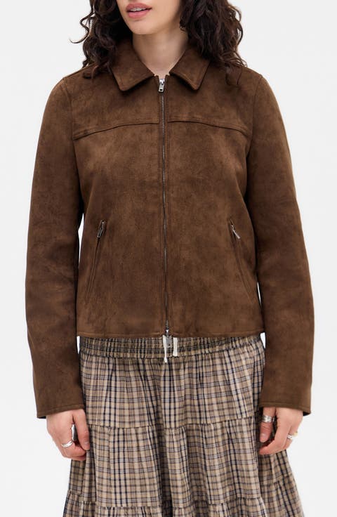 Faux Suede Zip Jacket