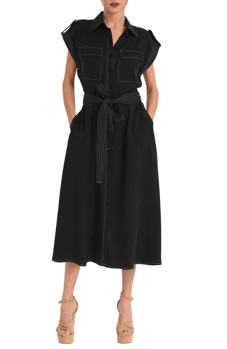 CIEBON Josette Midi Shirtdress, Main, color, Black/ White