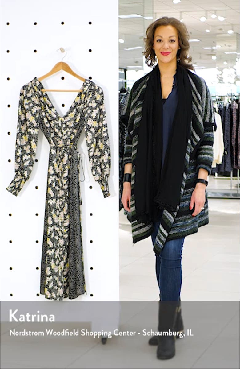 Jessica Mixed Print Long Sleeve Midi Dress, sales video thumbnail