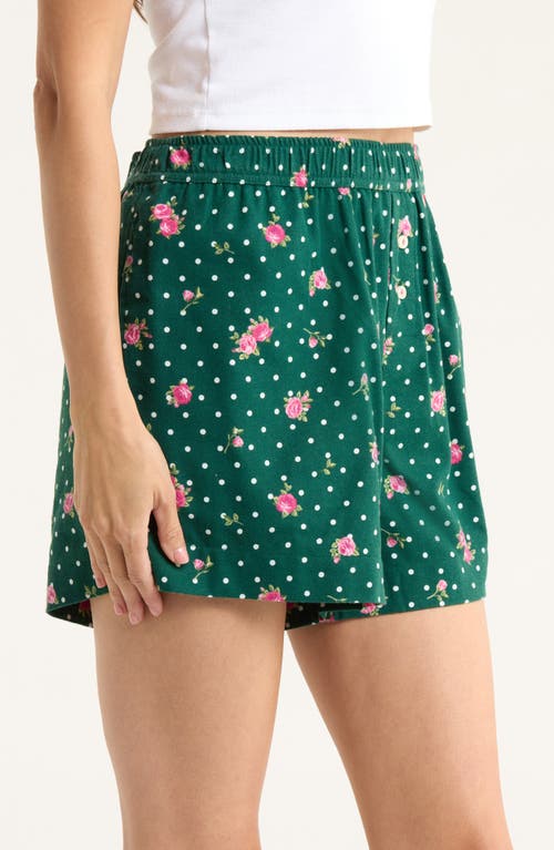 Open Edit Print Cozy Flannel Boxer Pajama Shorts In Green