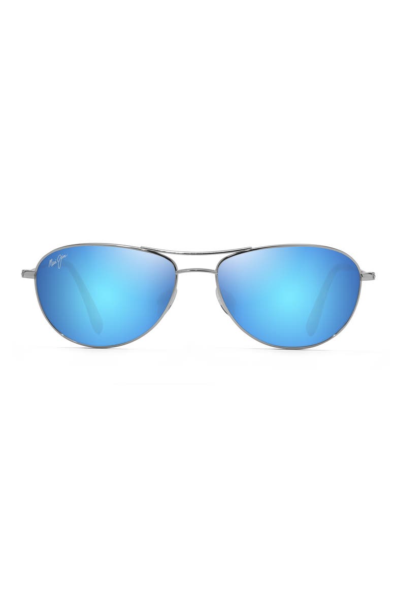 Baby Beach 56mm Polarized Aviator Sunglasses, Main, color, SILVER/ BLUE HAWAII