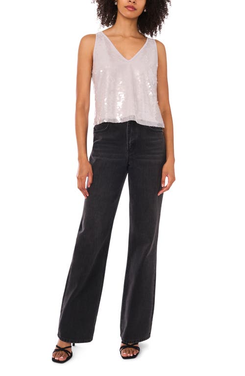 1.state Sequin V-neck Tank In Silver
