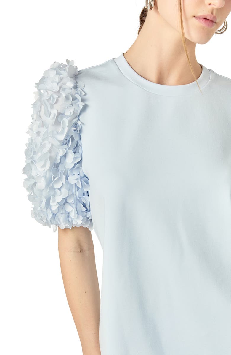 English Factory Flower Mixed Media Top, Alternate, color, Powder Blue