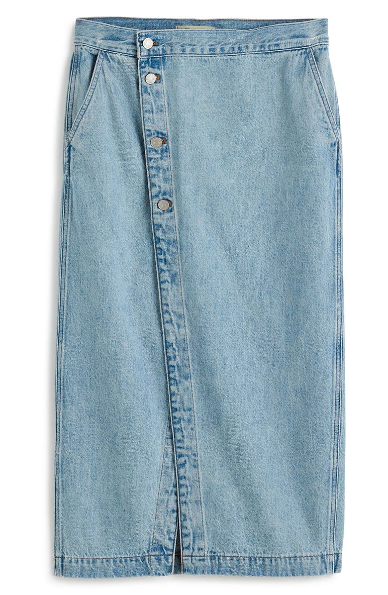 Wrap Denim Midi Skirt