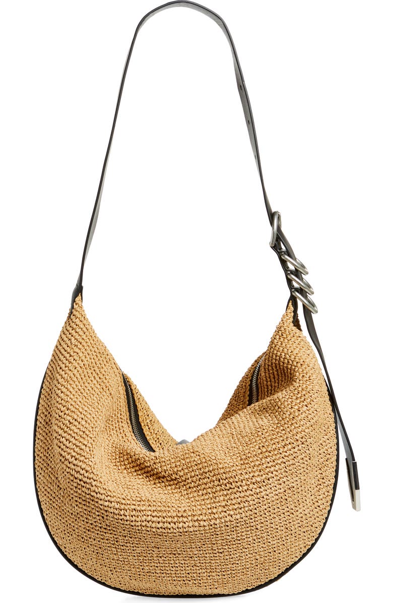 rag & bone Spire Straw Hobo Bag, Alternate, color, Natural