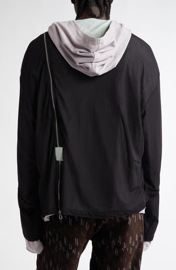 KIKO KOSTADINOV Knox Mesh Overlay Cotton Hoodie | Nordstrom