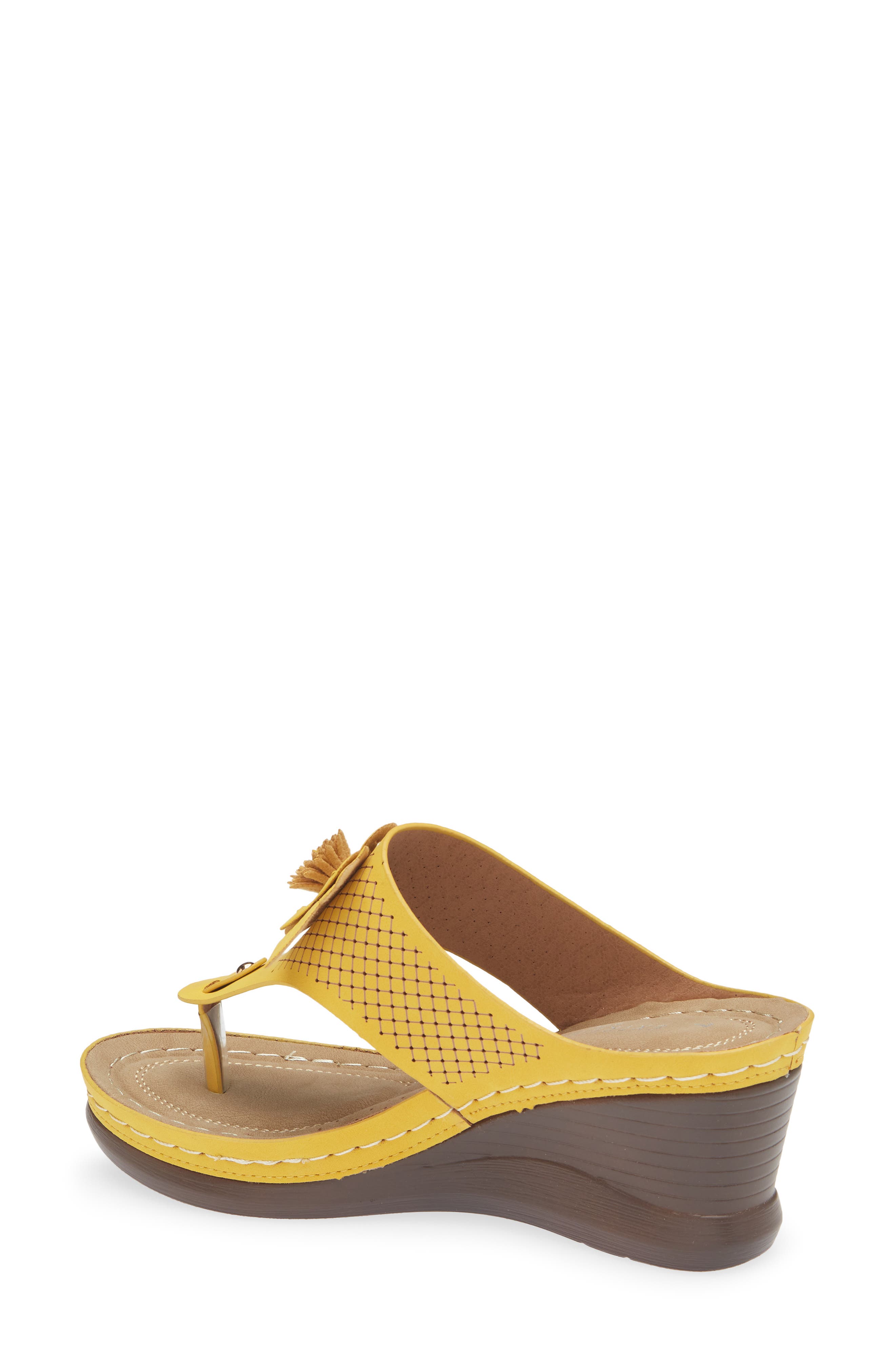 Yaz Floral Appliqué T-Strap Sandal, Alternate, color, YELLOW