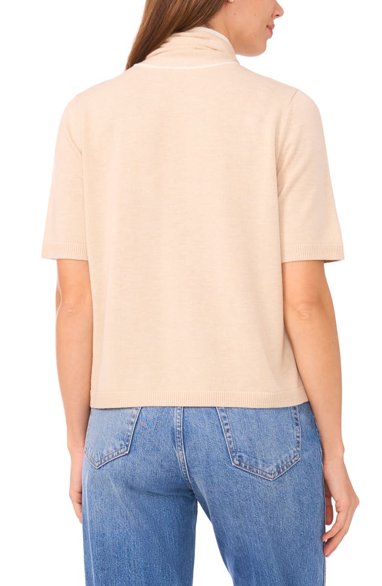 CeCe Tipped Tie Neck Sweater, Alternate, color, French Taupe