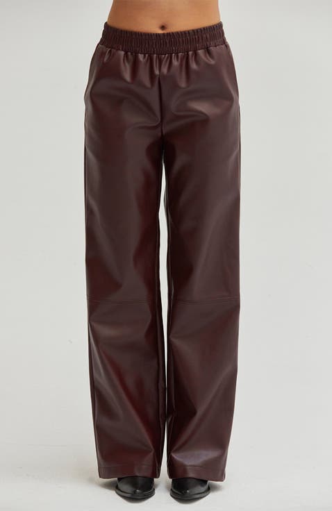 Faux Leather Straight Leg Pants