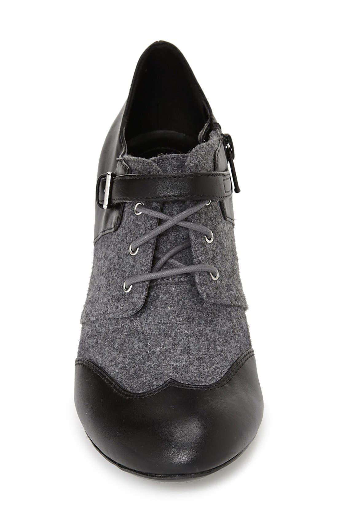 'Bettina' Lace-Up Bootie, Alternate, color, BLACK/ FLANNEL FABRIC