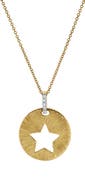 LuvMyJewelry Astrid Star Diamond Studded Round Disc Pendant Necklace in 14K Gold