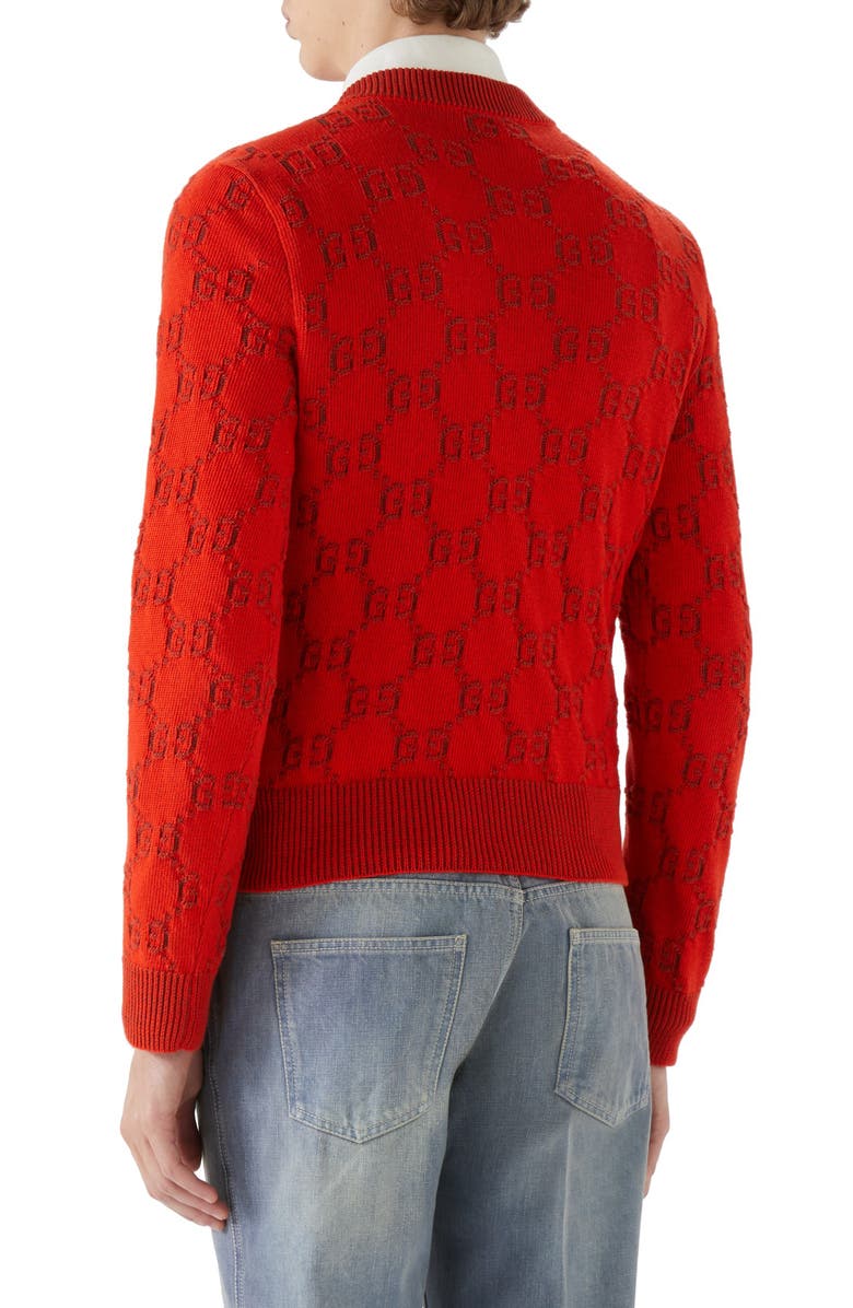 Gucci GG Jacquard Cotton Sweater, Alternate, color, 