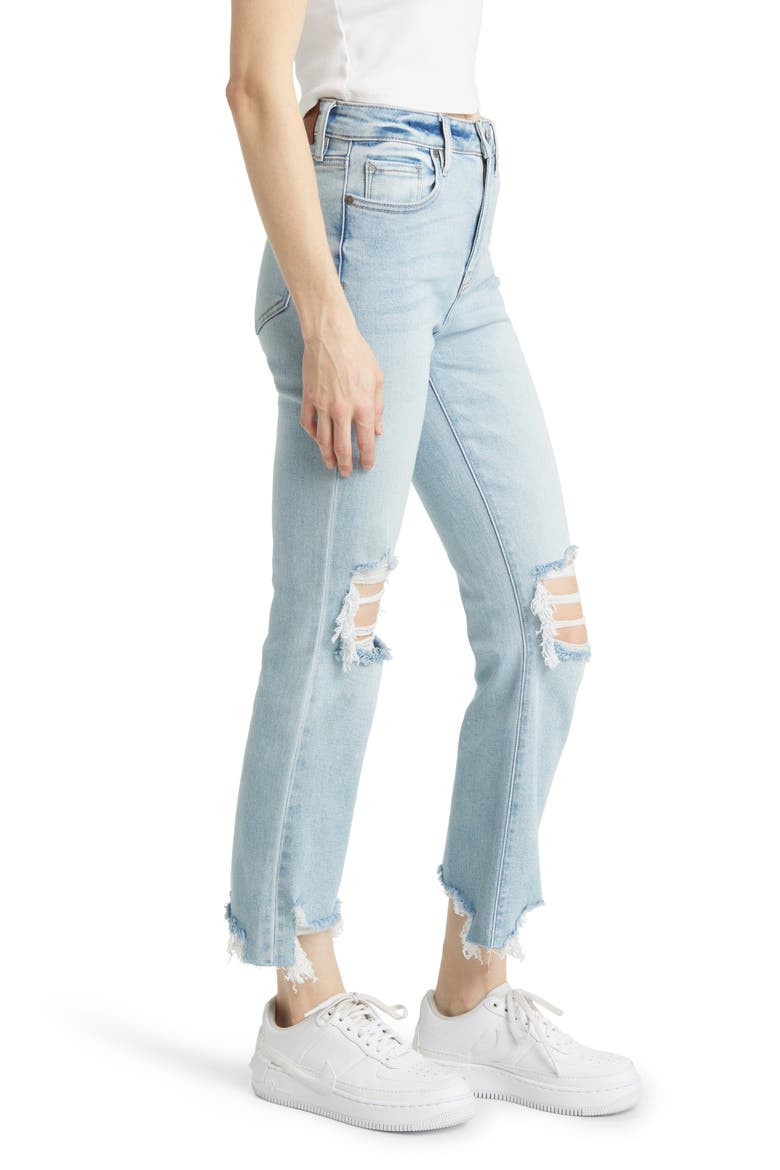 Distressed Chew Hem Straight Leg Jeans, Alternate, color, MEDIUM WASH