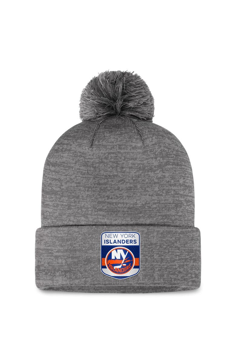 FANATICS Men's Fanatics Branded Gray New York Islanders Authentic Pro Home Ice Cuffed Knit Hat with Pom, Main, color, Gray