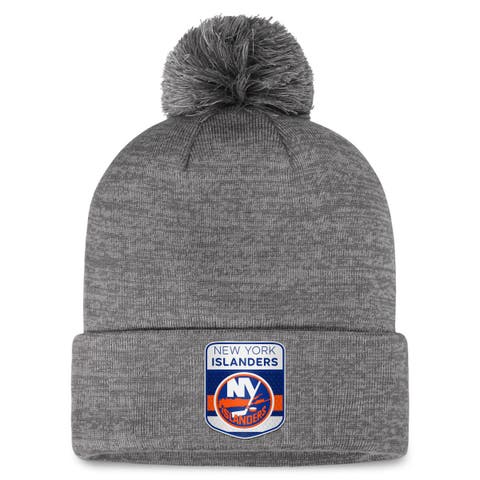 Men's Fanatics Branded  Gray New York Islanders Authentic Pro Home Ice Cuffed Knit Hat with Pom