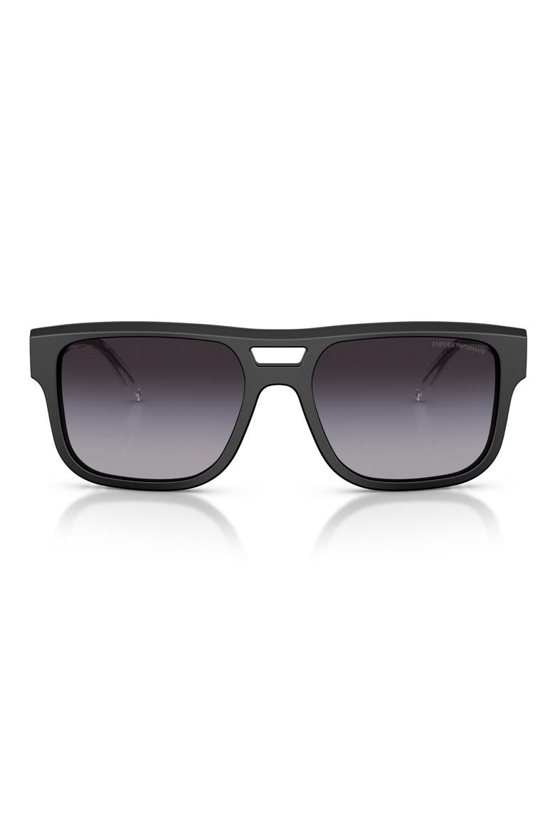 57mm Gradient Pillow Sunglasses, Main, color, MATTE BLACK / GREY GRADIENT