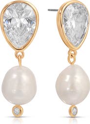 Ettika Eternal Gleam Cubic Zirconia & Freshwater Pearl Drop Earrings
