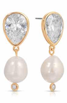 Eternal Gleam Cubic Zirconia & Freshwater Pearl Drop Earrings