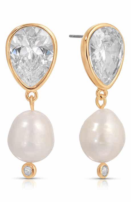 Eternal Gleam Cubic Zirconia & Freshwater Pearl Drop Earrings