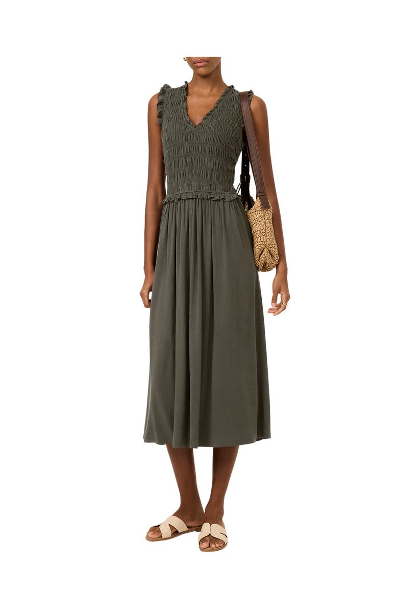 MINT VELVET Shirred Ruffle Midi Dress, Main, color,