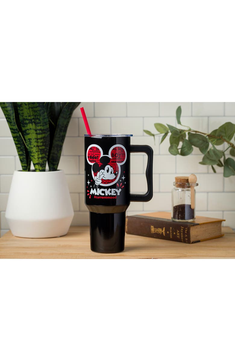 Disney x Disney Mickey Mouse 40-Ounce Travel Tumbler with Handle & Straw, Alternate, color, Black Multi