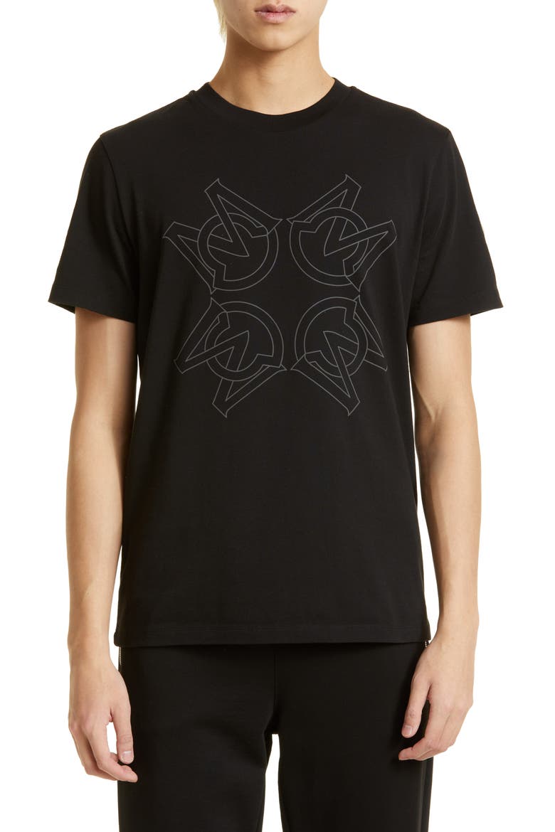 Interlocking Logo Cotton Graphic Tee, Main, color, BLACK