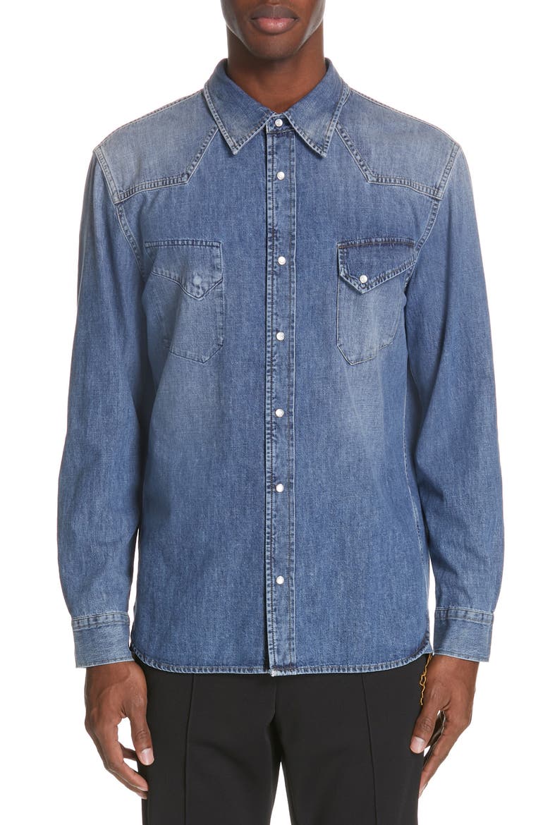 Denim Sport Shirt, Main, color, INDIGO