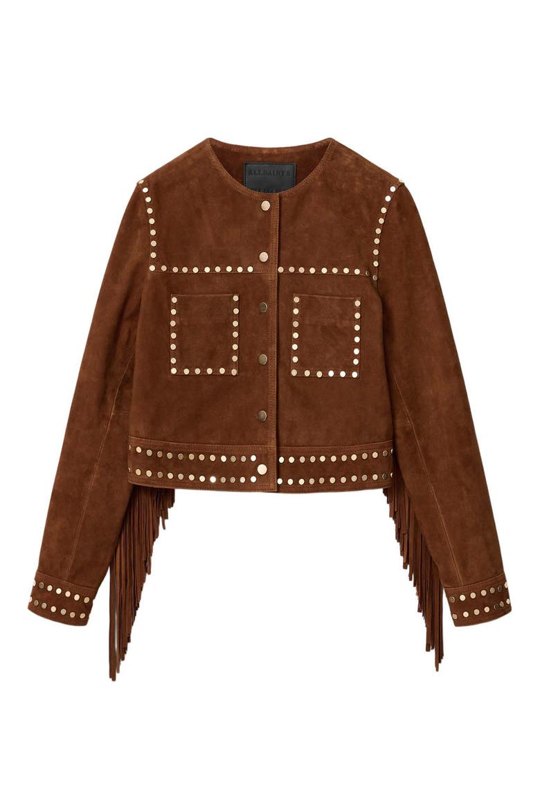 Alice Fringe Suede Western Jacket, Alternate, color, COGNAC BROWN