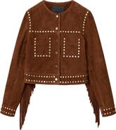 AllSaints Alice Fringe Suede Western Jacket
