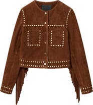 AllSaints Alice Fringe Suede Western Jacket