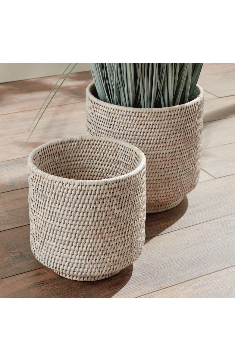 Napa Home & Garden Burma Rattan Cachepots Large Set Of 2, Alternate, color, White